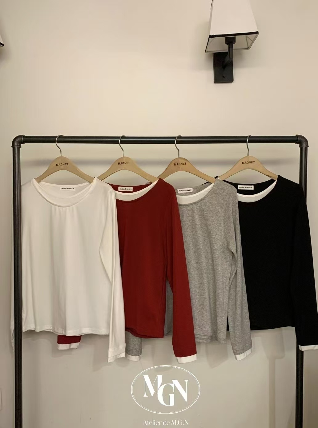 MN4027 假兩件長袖上衣 *特價*