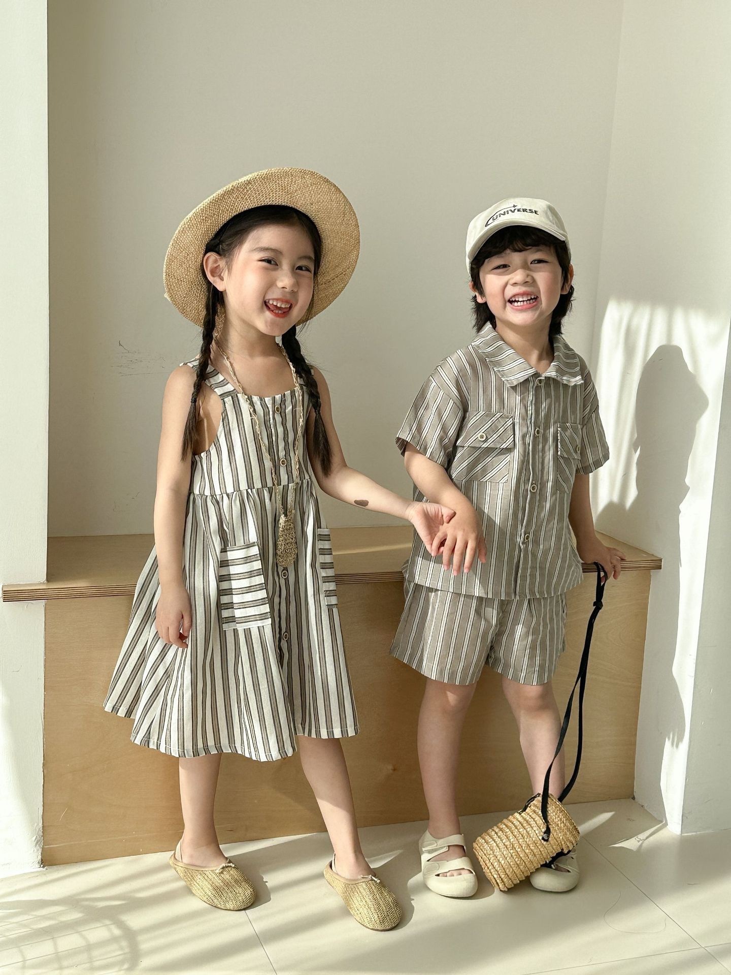 兄弟姐妹一起穿_日系直條套裝/洋裝