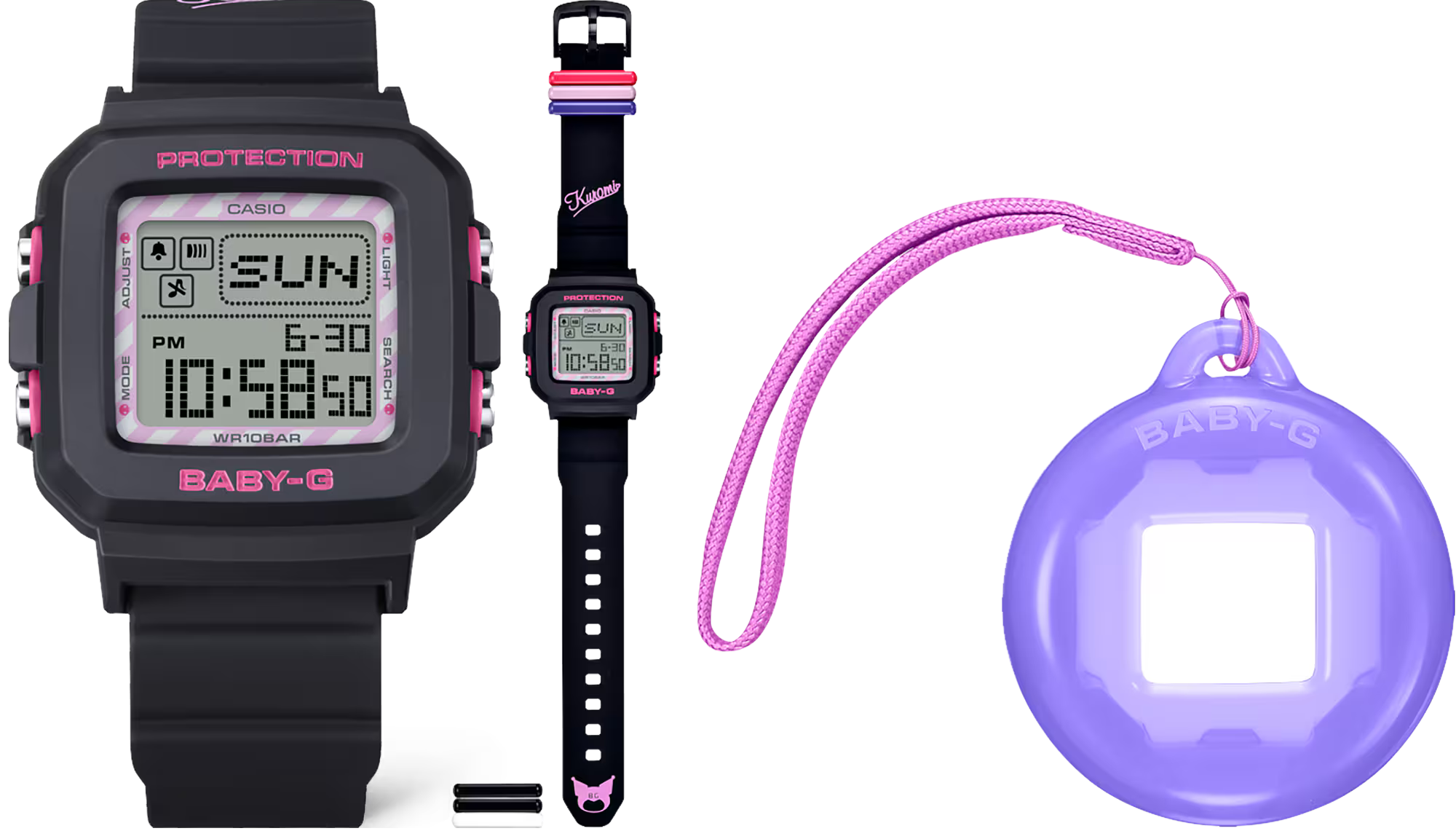 萬年鐘錶 - CASIO卡西歐 BABY-G +PLUS x 酷洛米限量聯名酷甜可愛方形運動電子錶 BGD-10KKM-1 錶徑 : 39 MM