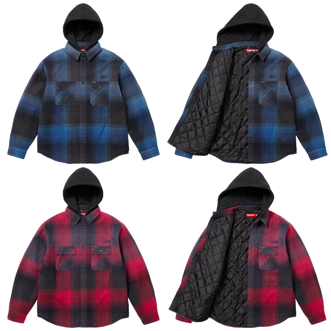 現貨┃Supreme 25SS Quilted Lined Hooded Flannel shirt 絎縫