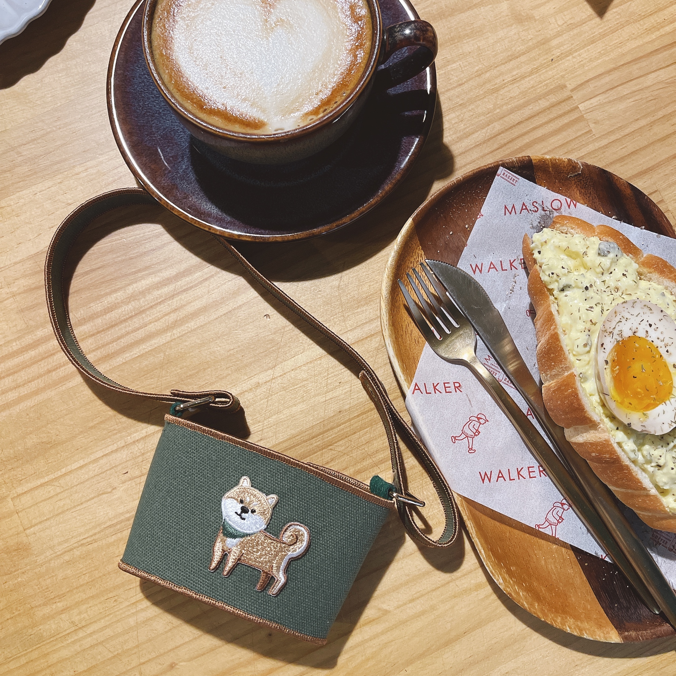 【Littdlework動物園-綠色-柴柴】刺繡飲料提袋（不含撞色杯）