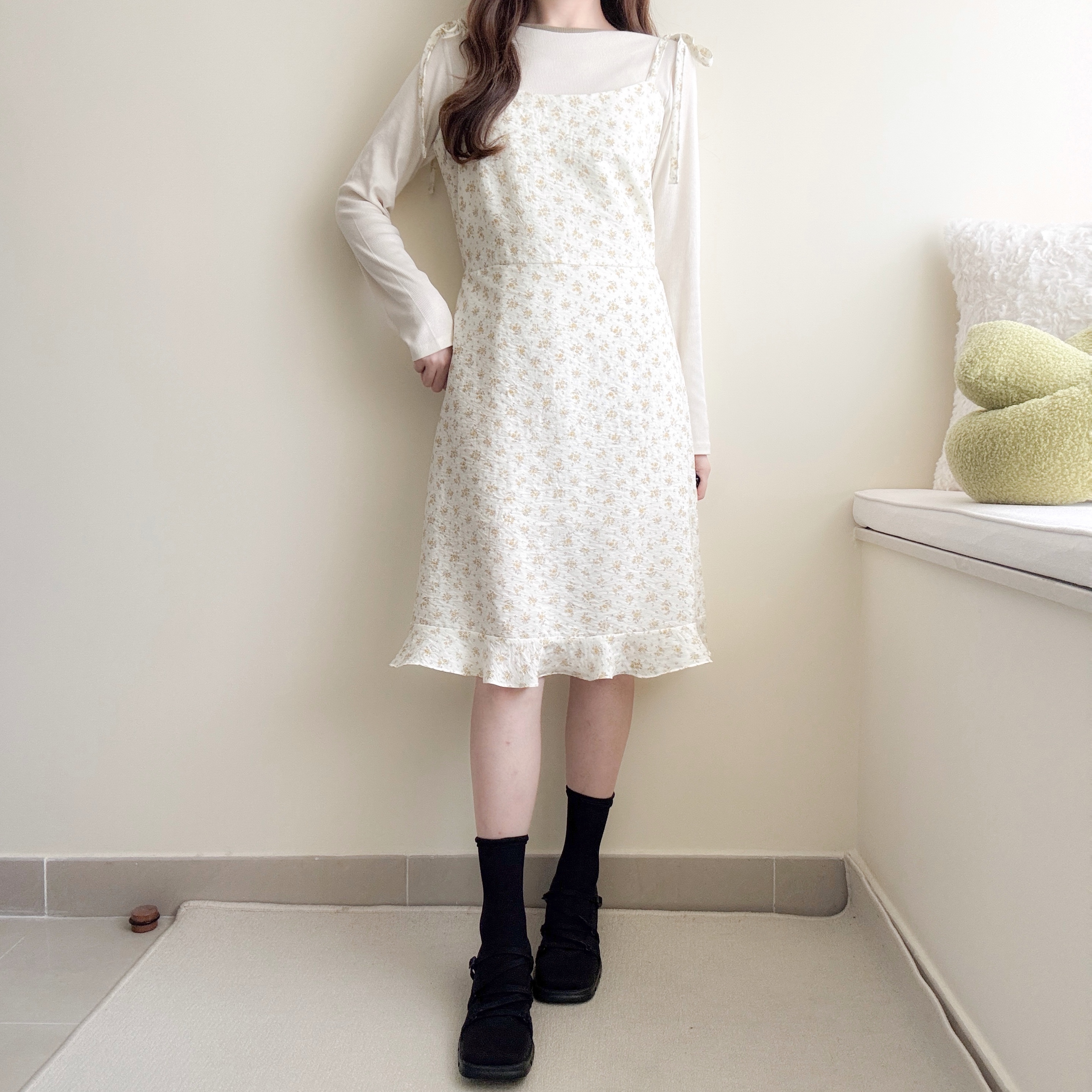 小清新碎花蝴蝶吊帶裙