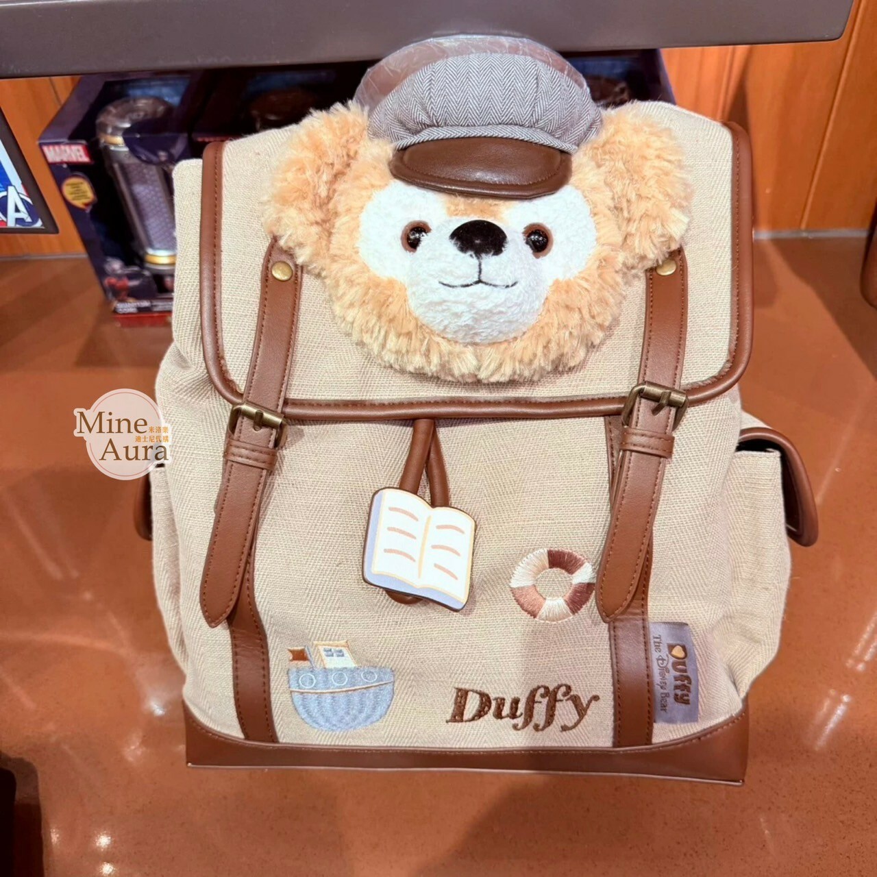 (限時特價) 達菲 Duffy 與好友們 小小課堂系列 達菲 Duffy 絨毛大頭造型 後背包 -上海迪士尼樂園
