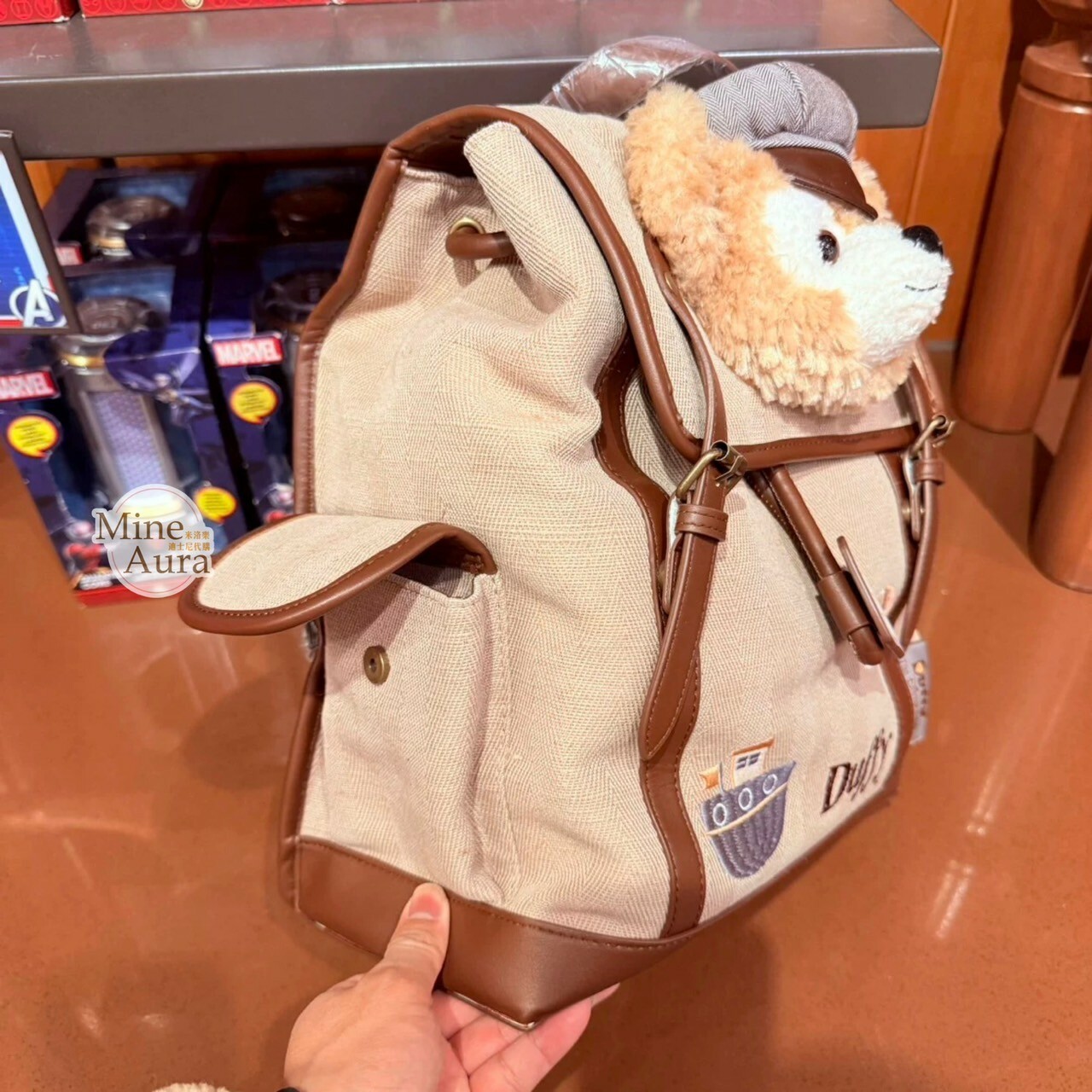 (限時特價) 達菲 Duffy 與好友們 小小課堂系列 達菲 Duffy 絨毛大頭造型 後背包 -上海迪士尼樂園