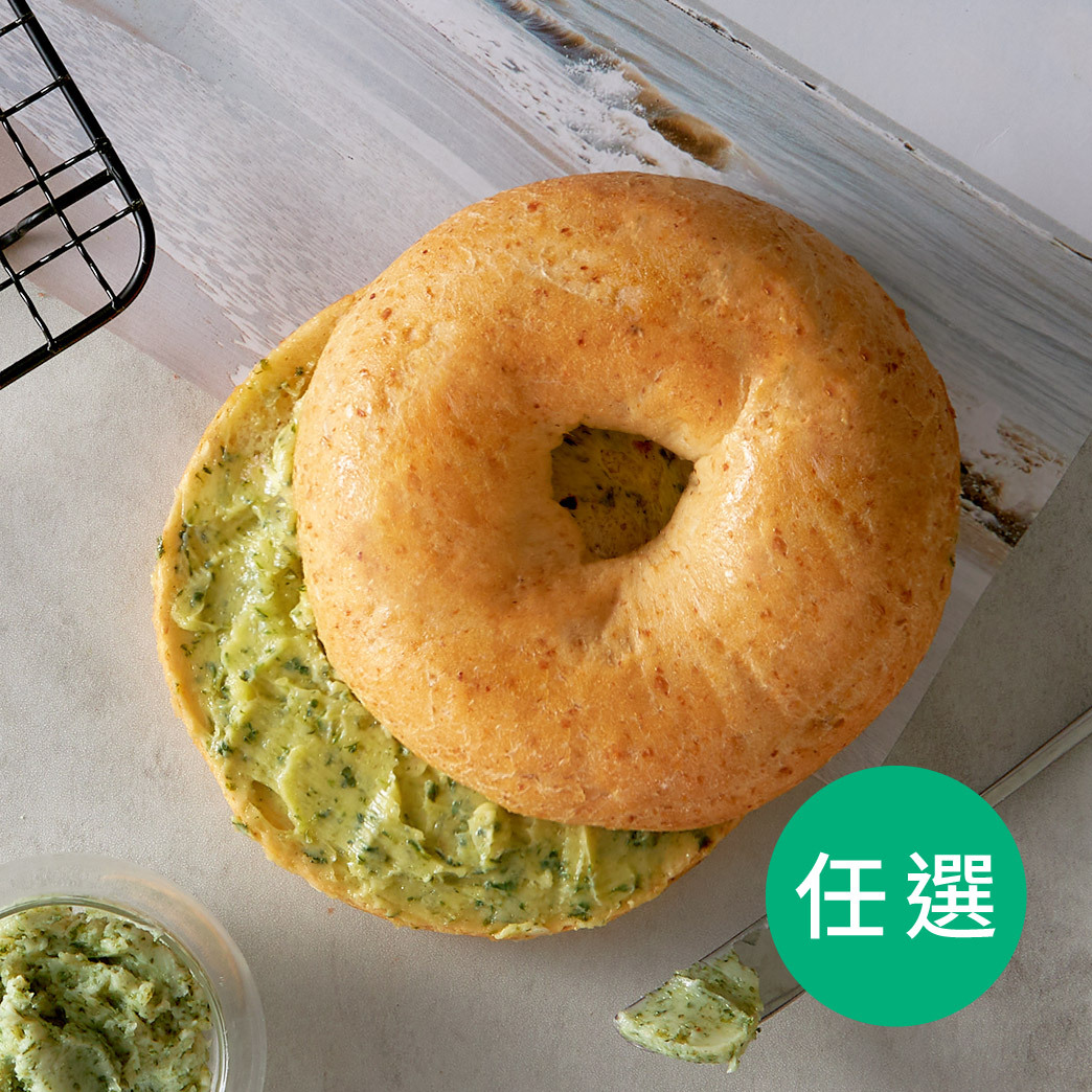 【任選】奶油香蒜減醣貝果2入