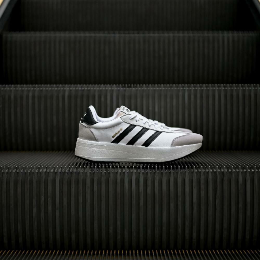 男女鞋 ADIDAS CITY RNR 白黑 復古 麂皮 厚底 休閒 慢跑 運動鞋【JI0831】