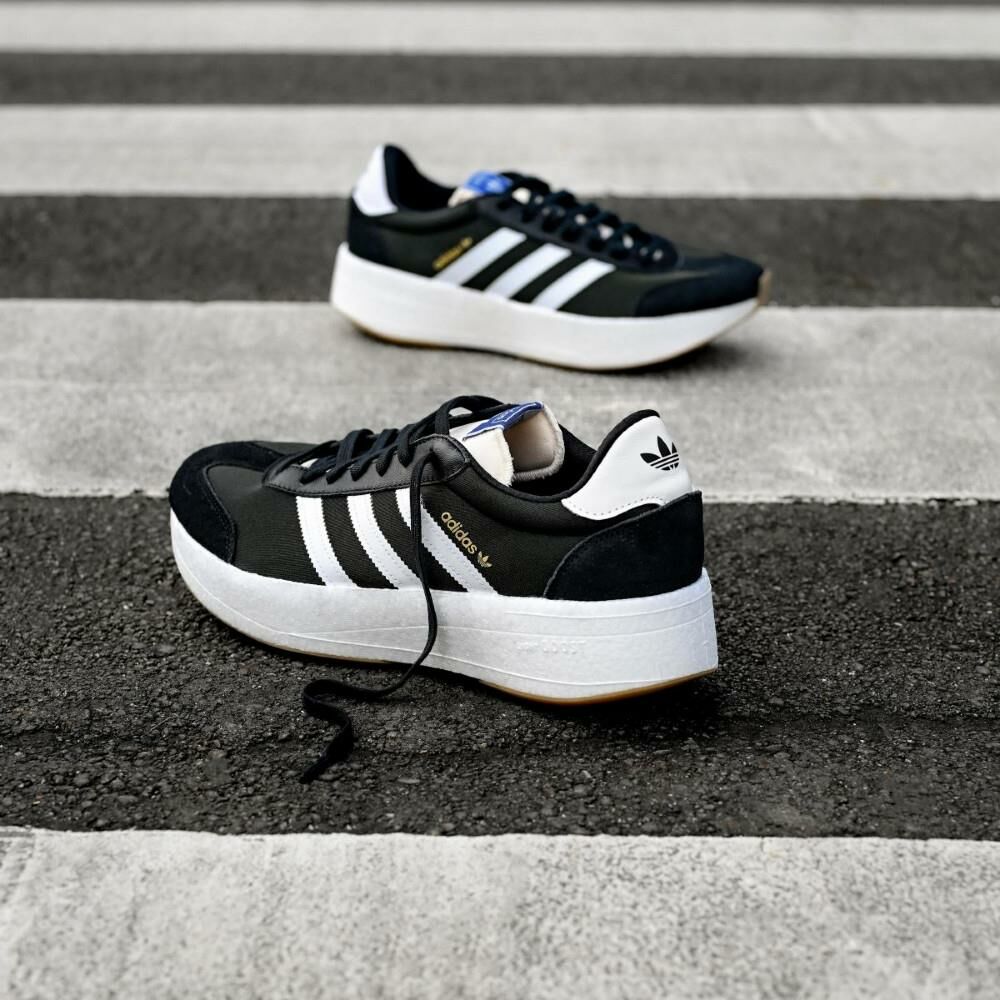 男女鞋 ADIDAS CITY RNR 黑白 復古 麂皮 厚底 休閒 慢跑 運動鞋【JI0836】