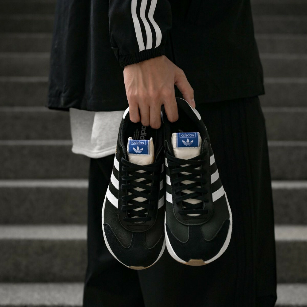 男女鞋 ADIDAS CITY RNR 黑白 復古 麂皮 厚底 休閒 慢跑 運動鞋【JI0836】