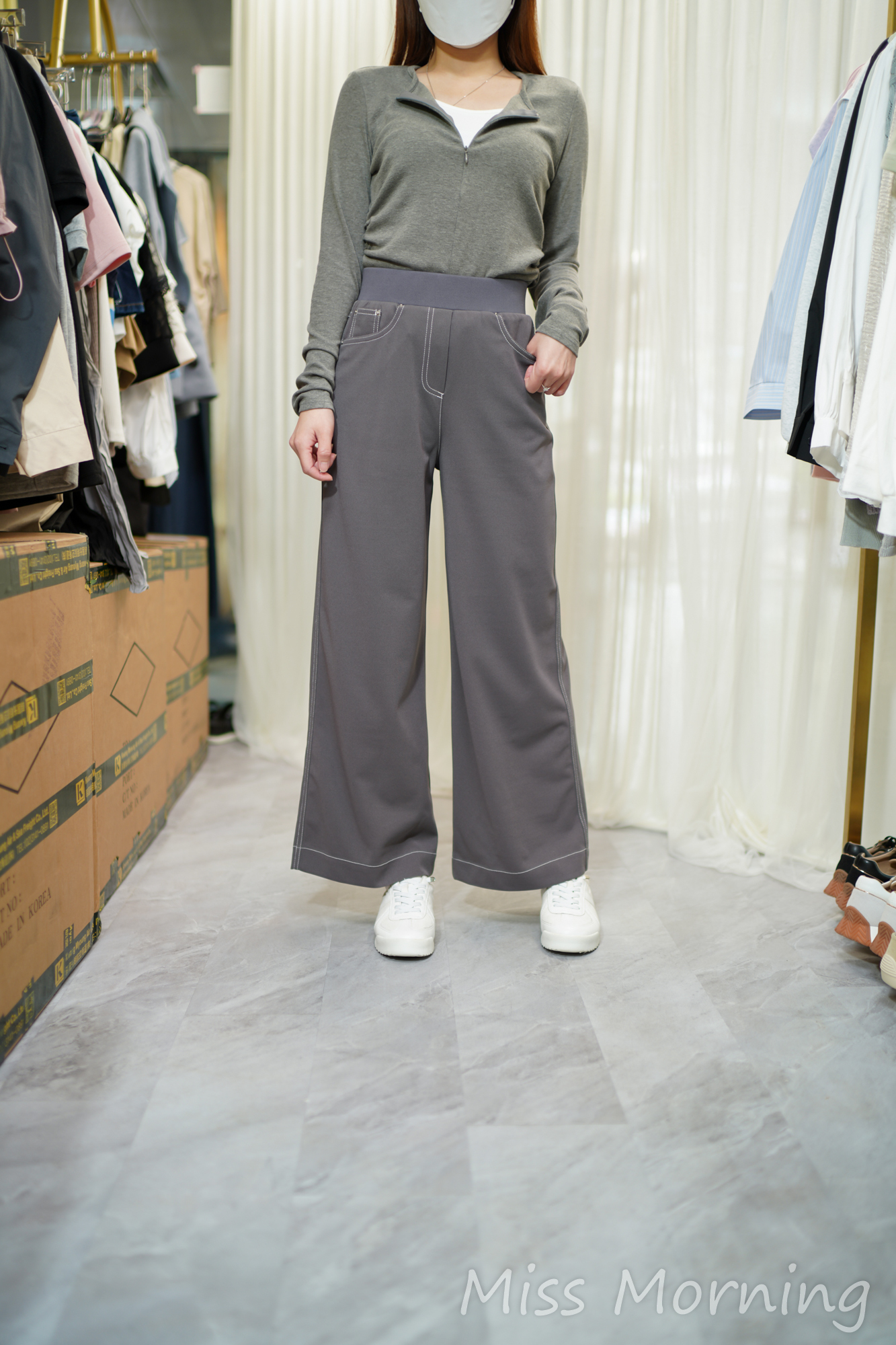 有款假2件靚棉top(14436)&超顯瘦靚牌子直腳褲(33892)