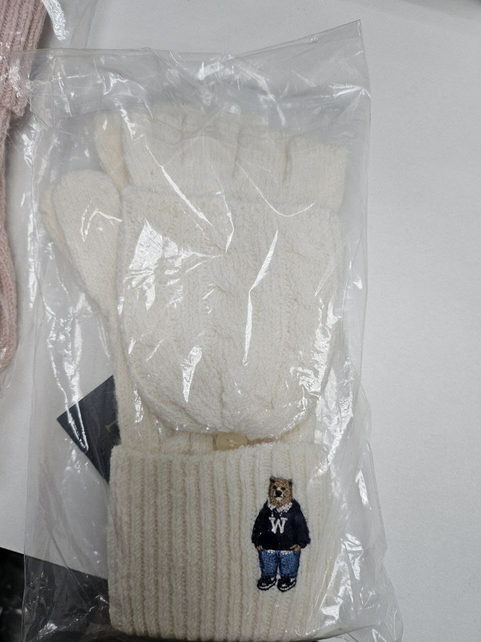 [S] WHO.A.U STEVE CABLE 2WAY GLOVES,IVORY, WHAGE4T21A-39-IVORY (SWAU509)