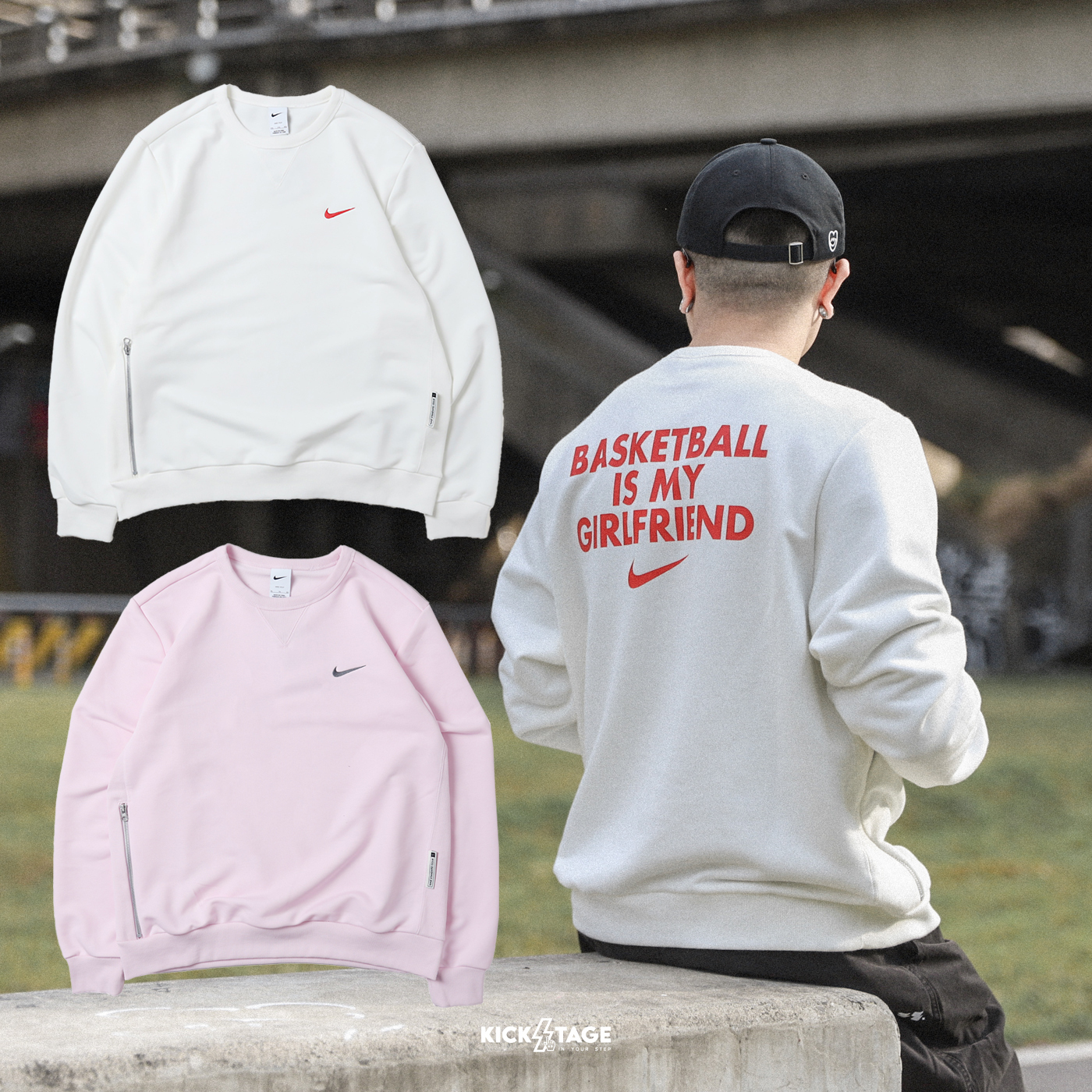 男款 NIKE Dri-FIT STANDARD ISSUE CREW 白色 粉色 情人節 內刷毛 衛衣 大學T【IB5504】25VD