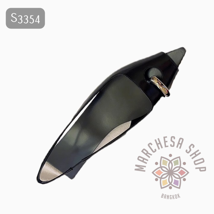 S3354 - 羊皮純色金屬套趾尖頭平底魚咀涼鞋