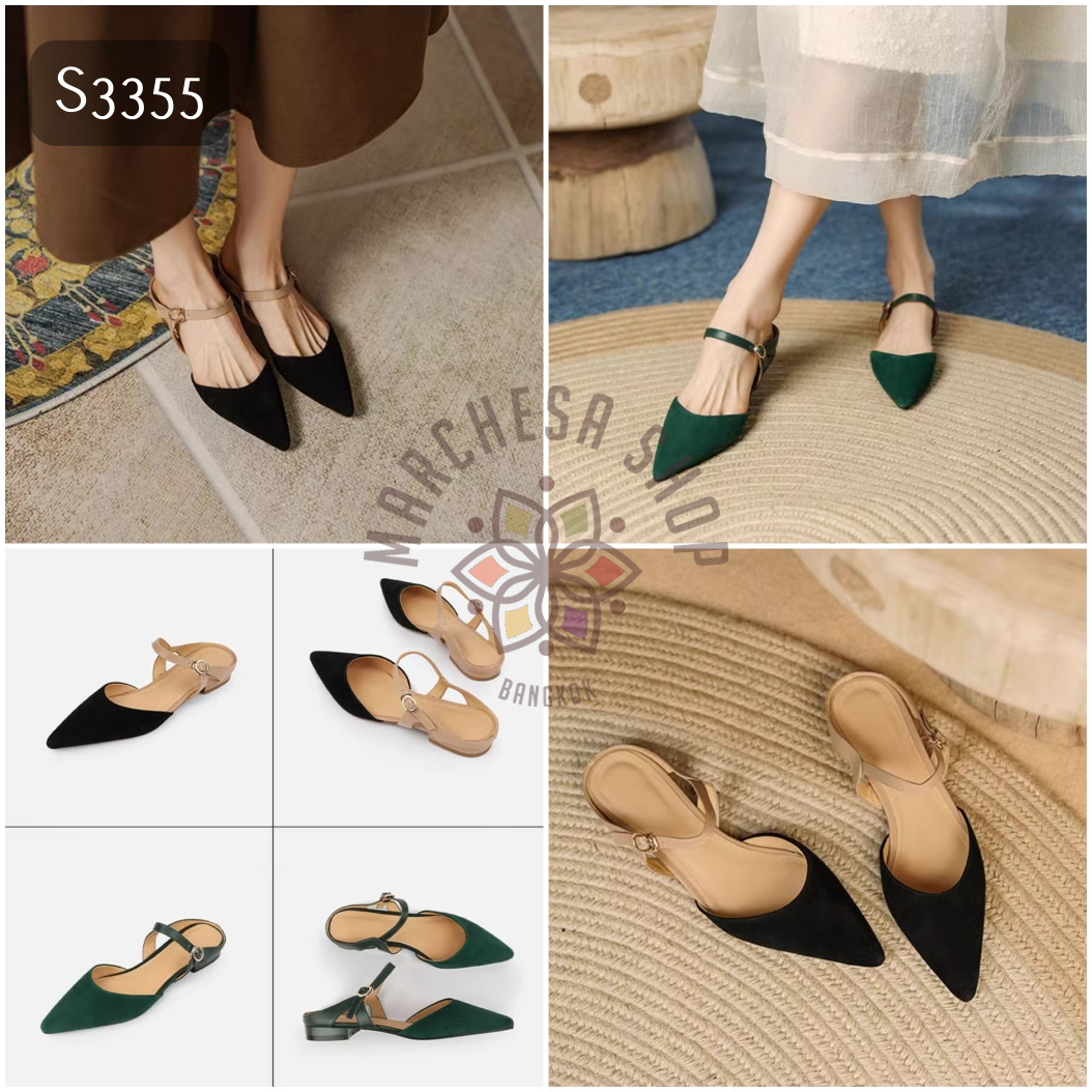 S3355 - 牛皮一字帶平底涼拖