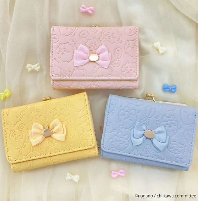 現貨-日本正版 Chiikawa 新款 箔押 蝴蝶結 短銀包 有散銀袋