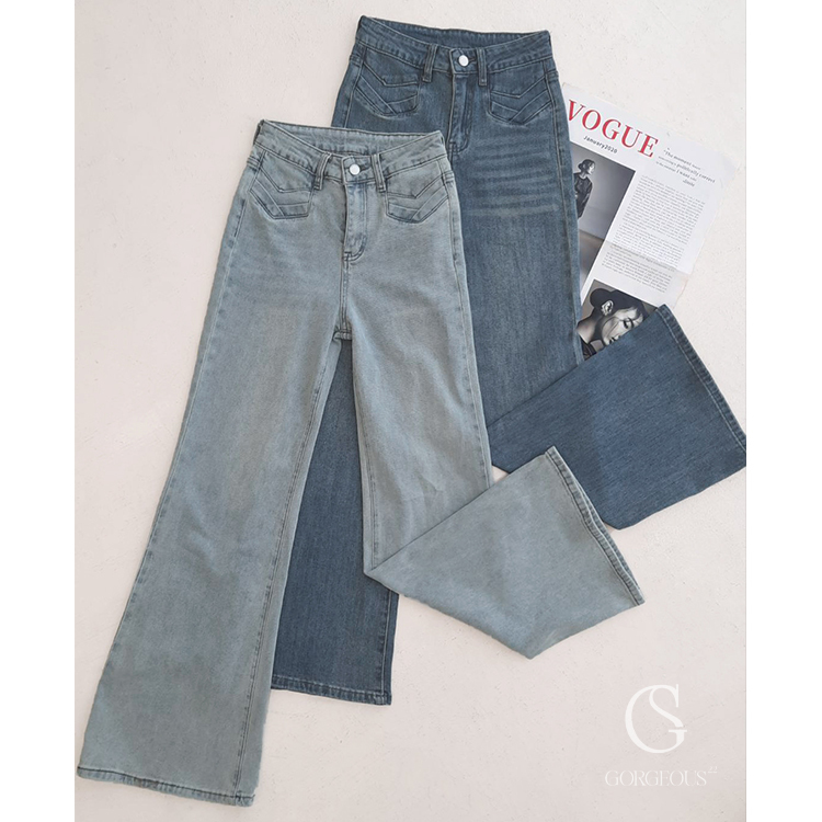 G5925 現貨「搶先購.彈力喇叭牛仔褲」