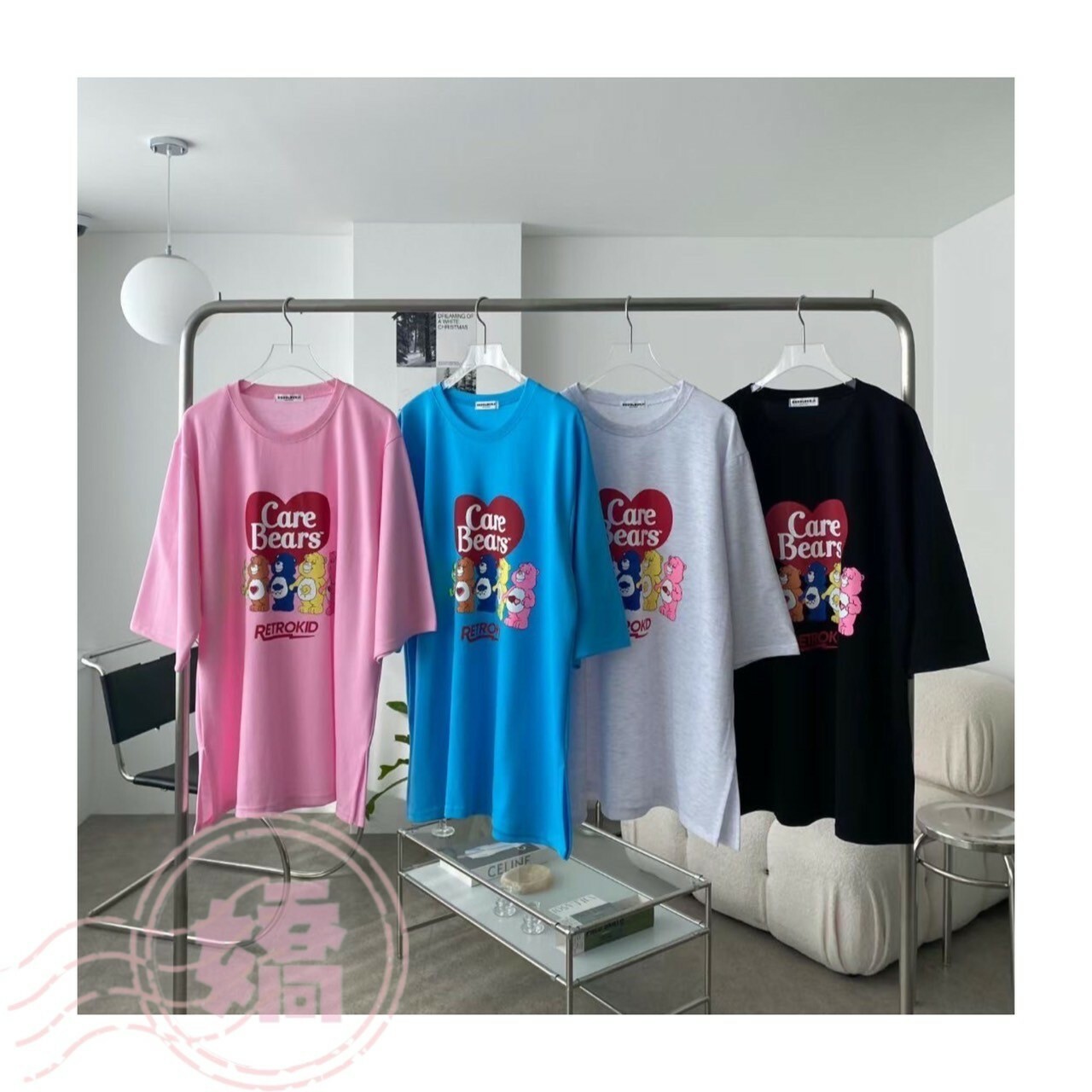 K10001愛心彩虹熊踢(粉'藍'灰'黑)