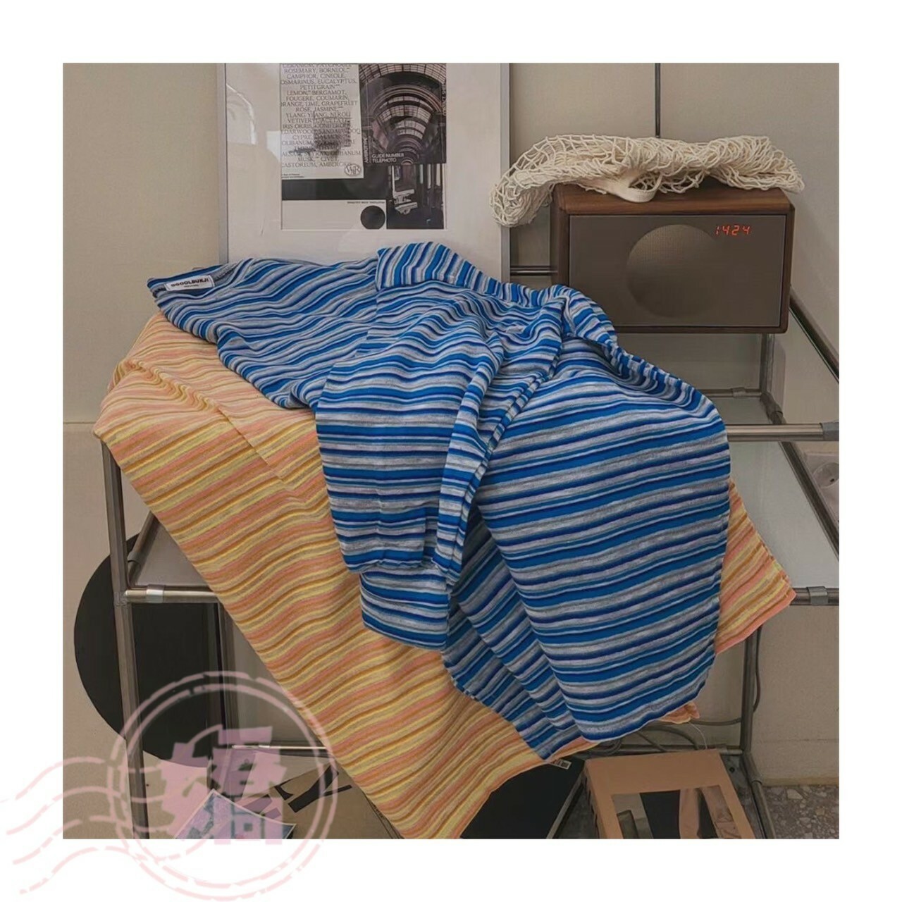 K10004同色條紋休閒長袖(黃'藍)