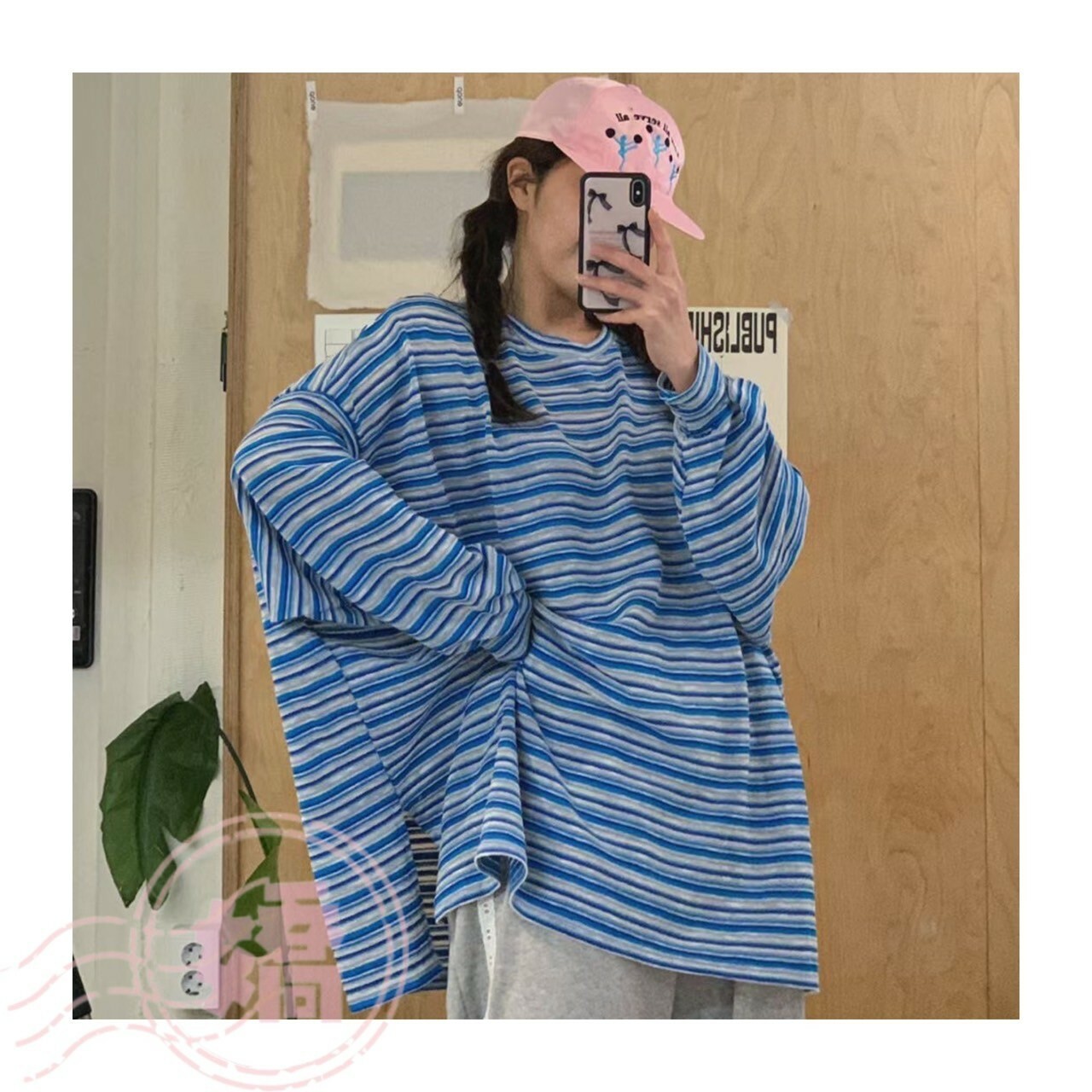 K10004同色條紋休閒長袖(黃'藍)