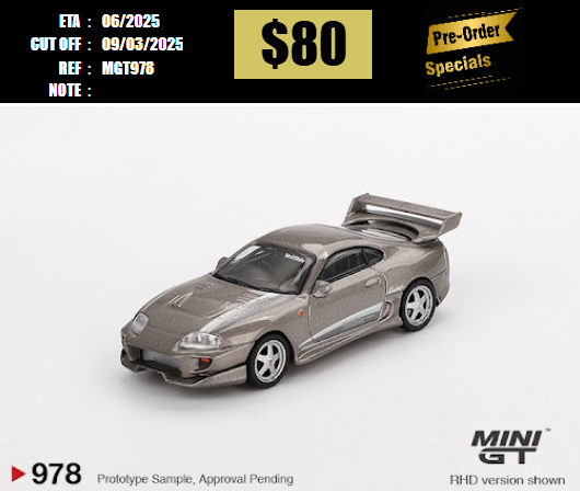 PO-$80 * MINI GT * 1:64 #978 Toyota Supra VeilSide Combat V-II Combat Grey RHD [OD24/02]