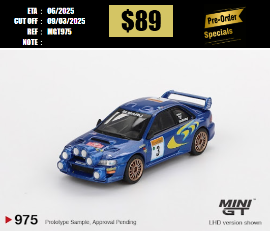 PO-$89 * MINI GT * 1:64 #975 Subaru Impreza WRC98 1998 Rally Monte-Carlo 3rd Place #3 [OD24/02]