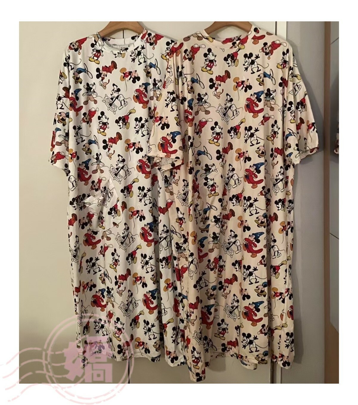 K12002滿版米奇角色睡衣(白'杏'綠)