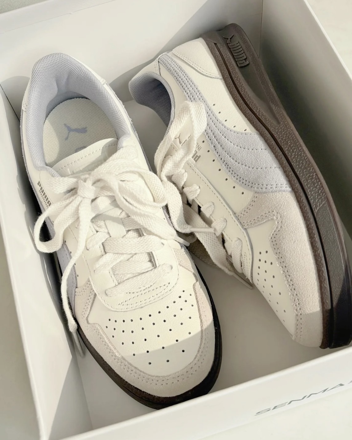 <薰衣草紫💜>PUMA X Emmi INDOOR  板鞋 麂皮 奶油白 焦糖底 白紫