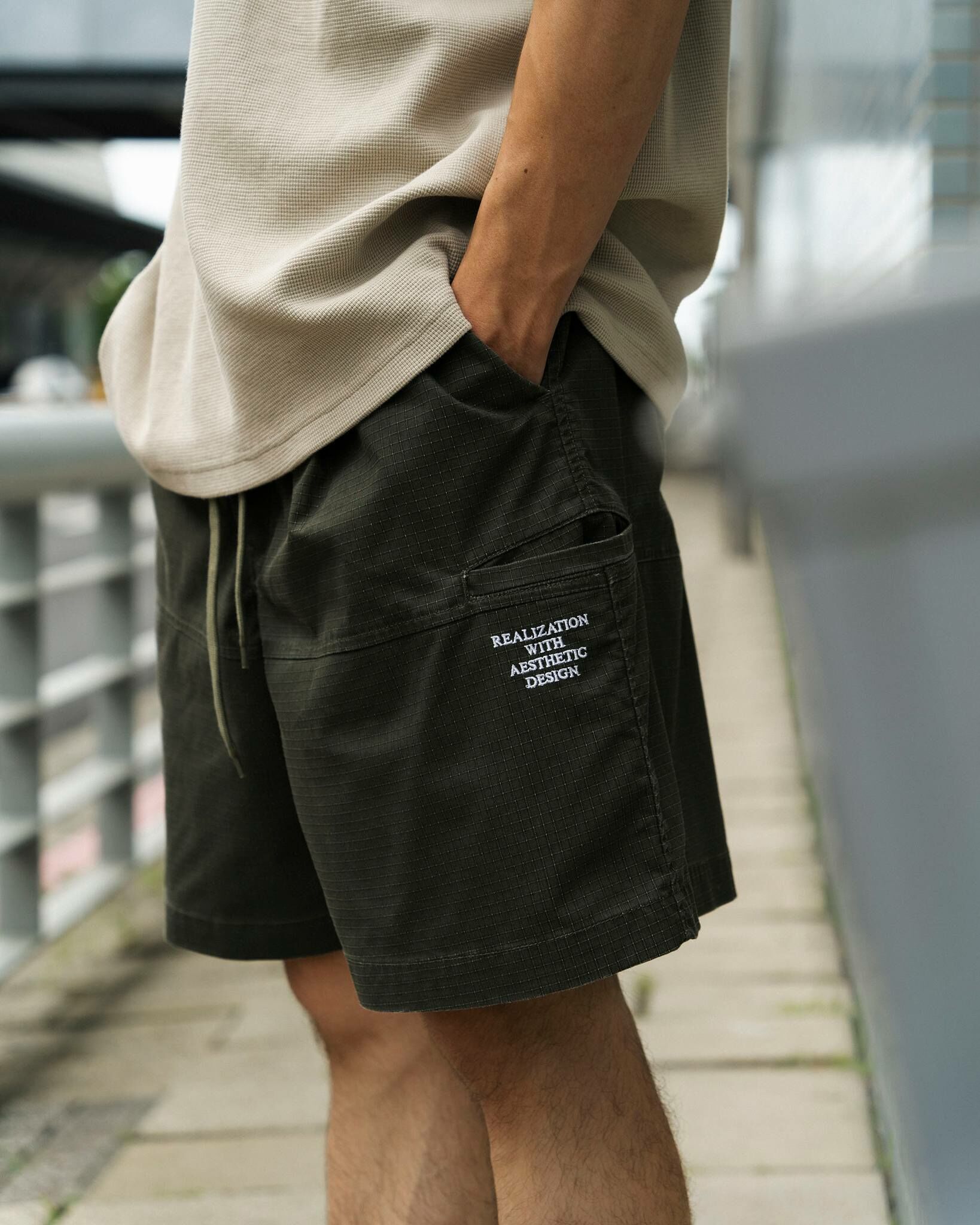 idealism 抗撕裂短褲 染洗 軍綠/深灰 24 S/S Ripstop Shorts