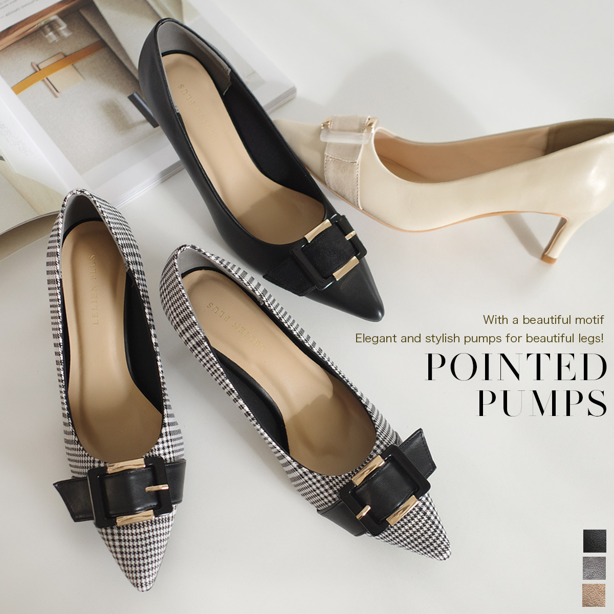 典雅端莊 扣環尖頭高跟鞋【KH7544】