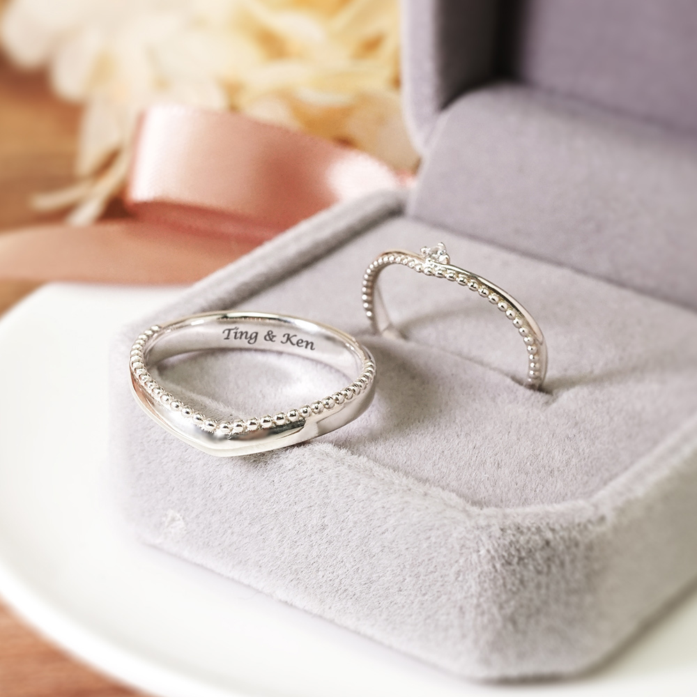 牽繫相依 可刻字 純銀情侶對戒組 客製化 情侶戒指 指紋戒指