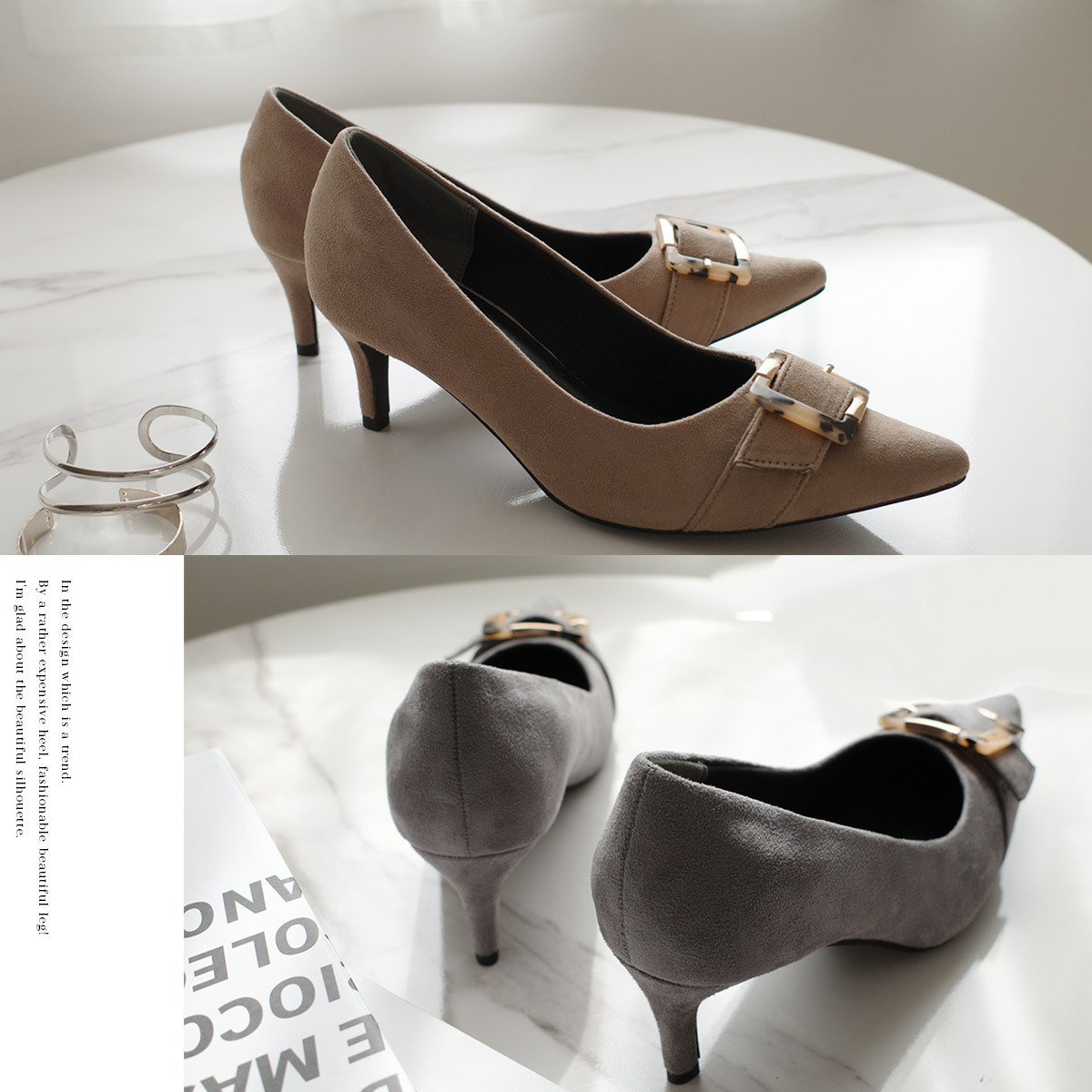 女式扣環尖頭高跟鞋 超好走女鞋【KH7544】