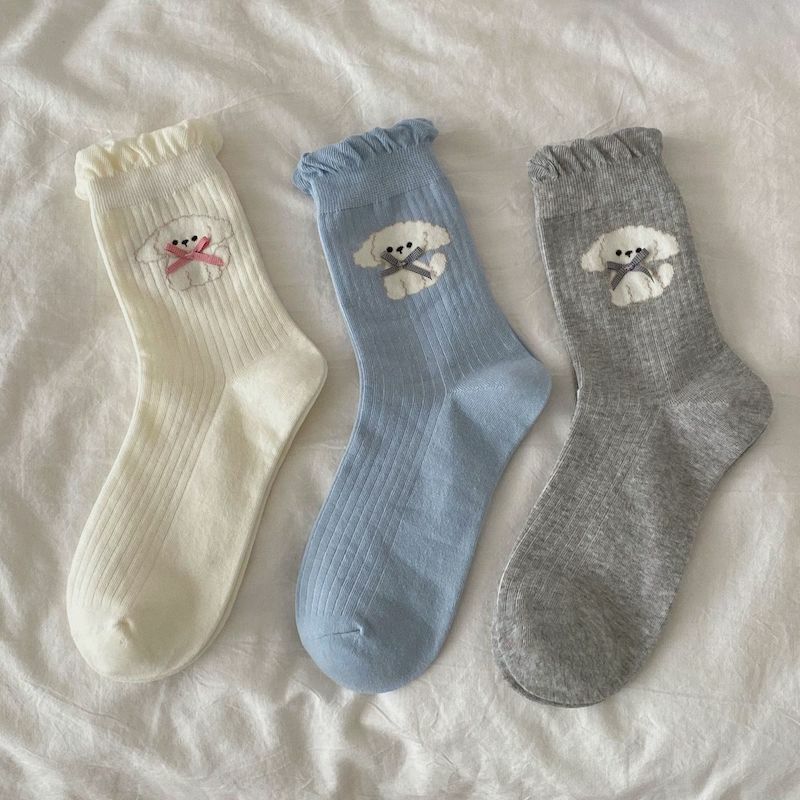 《02242》可愛的蝴蝶結狗狗短襪