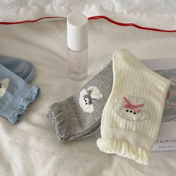 《02242》可愛的蝴蝶結狗狗短襪