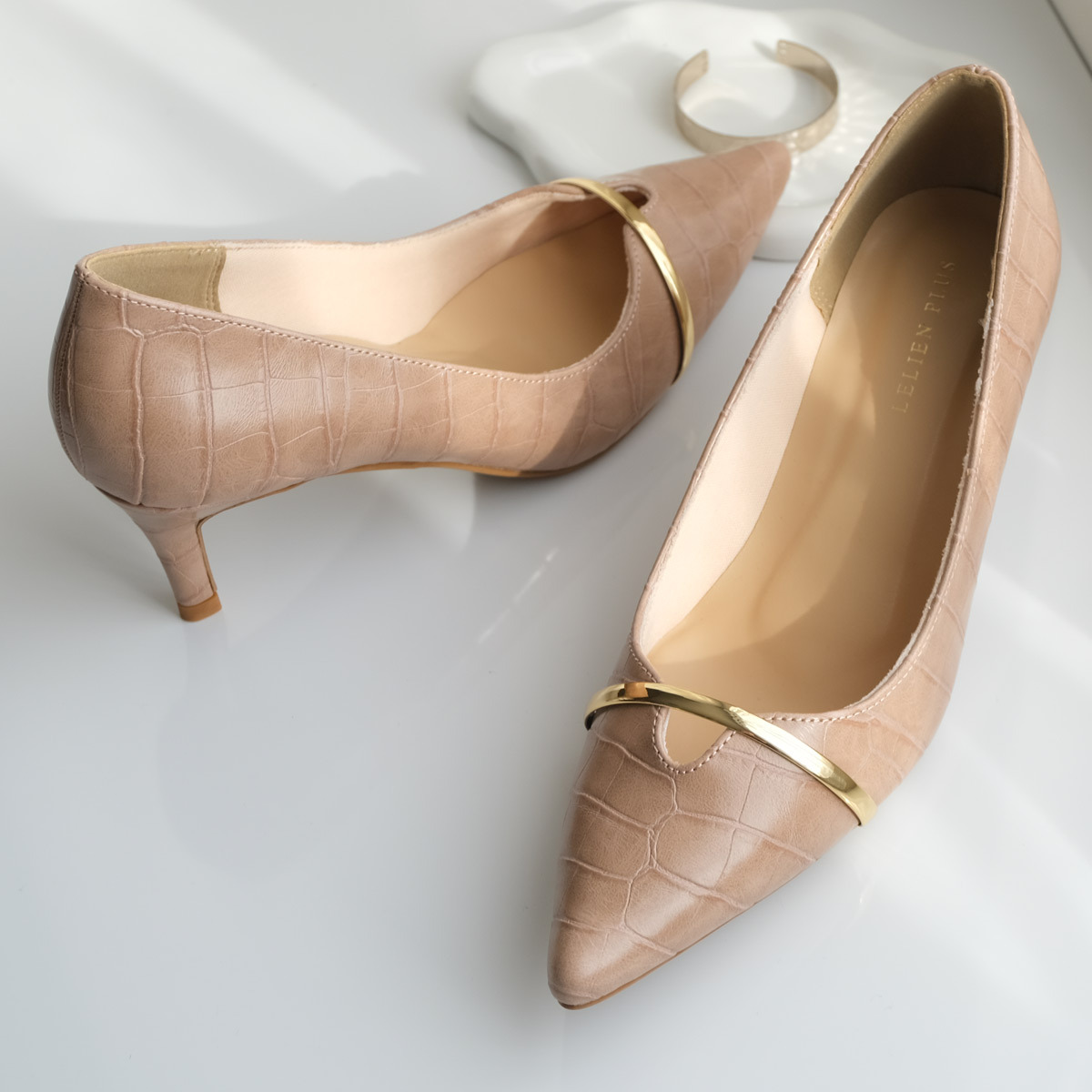 金屬線尖頭高跟鞋 超好走女鞋【KH7925】