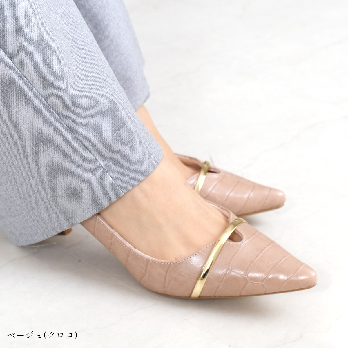 金屬線尖頭高跟鞋 超好走女鞋【KH7925】