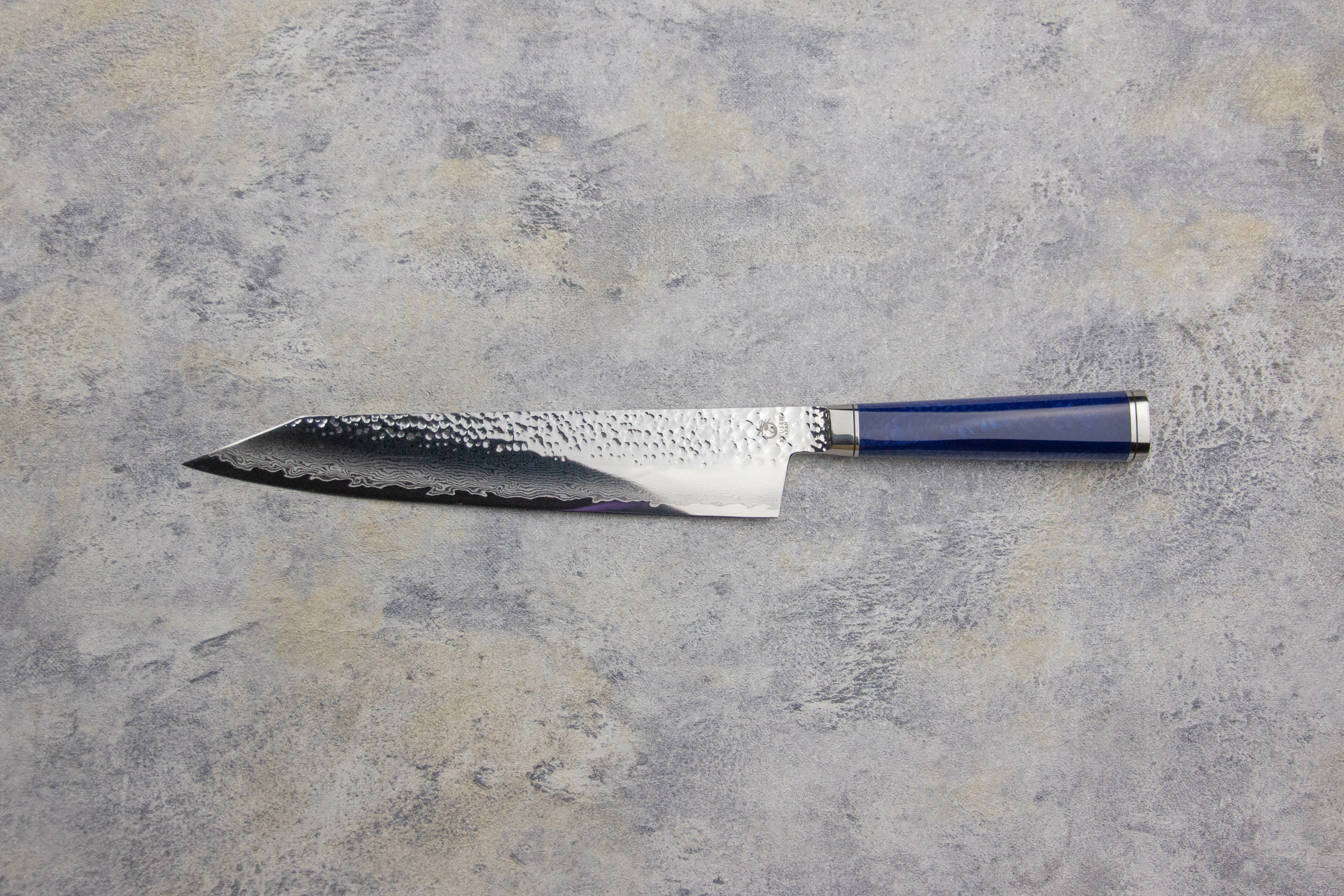 龍泉刃物蒼龍鱗VG10W 牛刀240 mm 大馬士革紋槌目西式柄SR-101