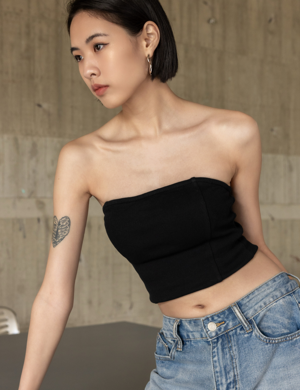 羅紋馬甲平口Bra Top（黑色/3尺寸）