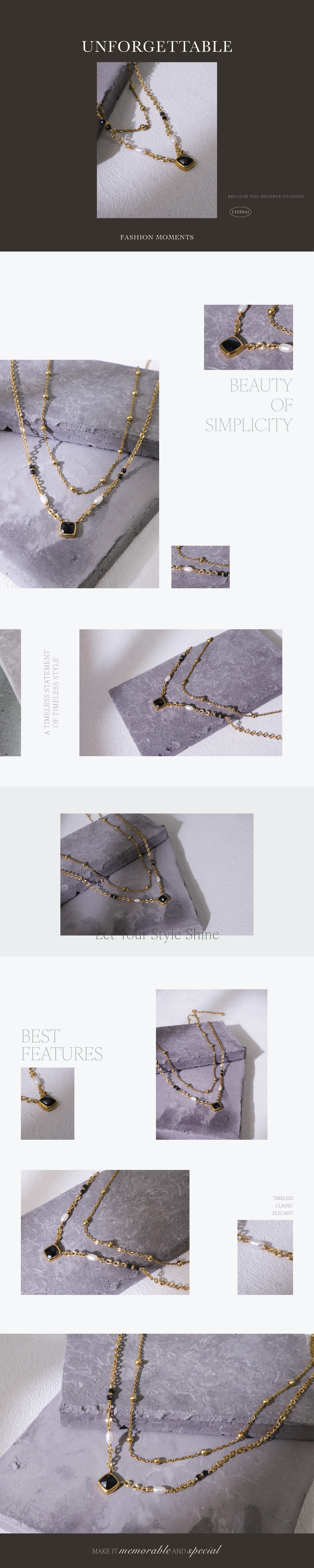 白晝之夜 黑瑪瑙珍珠項鍊|Miestilo Jewelry設計師輕珠寶品牌|舒飾質感每一刻