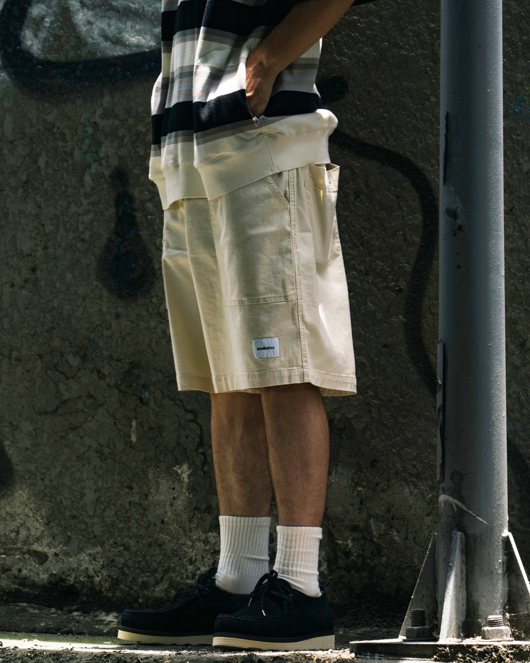 idealism 棉麻休閒短褲 後鬆緊帶 白/軍綠/黑 24 S/S Linen Shorts