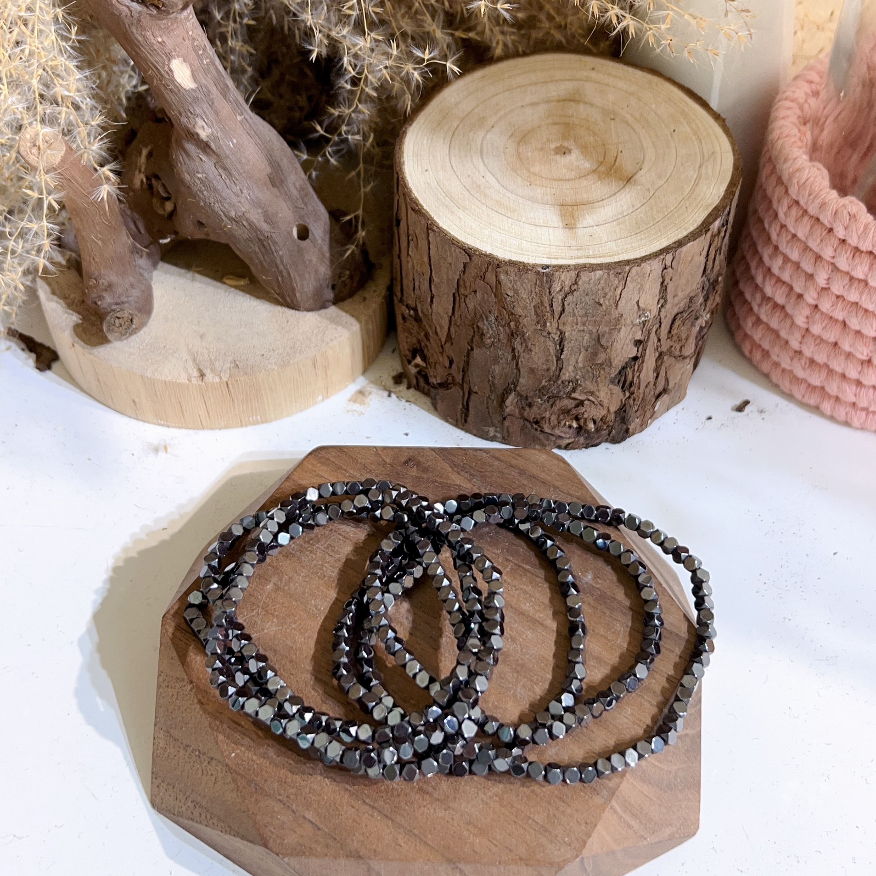 黑小方粒黑膽石三圈 3mm