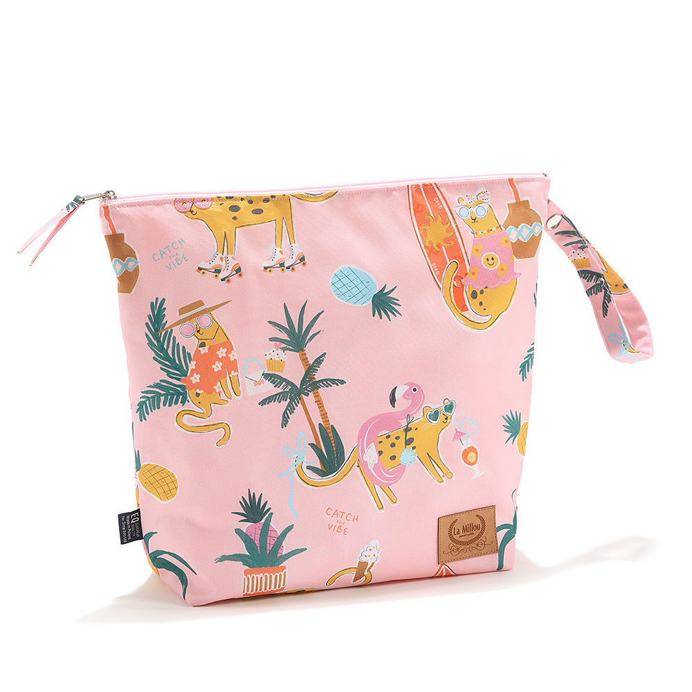 La Millou波蘭 尿布袋加大-方型28x32cm｜石虎渡假中(粉底)