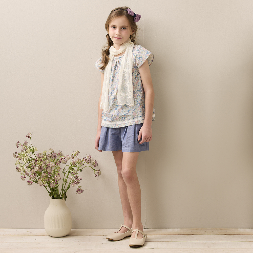 PIPPY甜美鄉村印花短袖純棉短袖上衣 紫