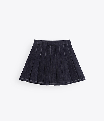 高質感單寧原色百褶裙