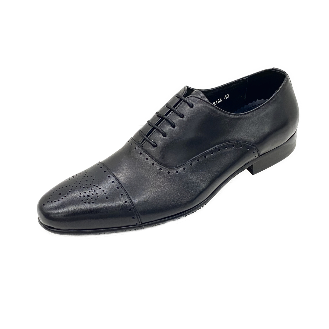 Revic 男裝皮鞋 | TCF-41-21BK｜黑色橫式雕花牛津皮鞋