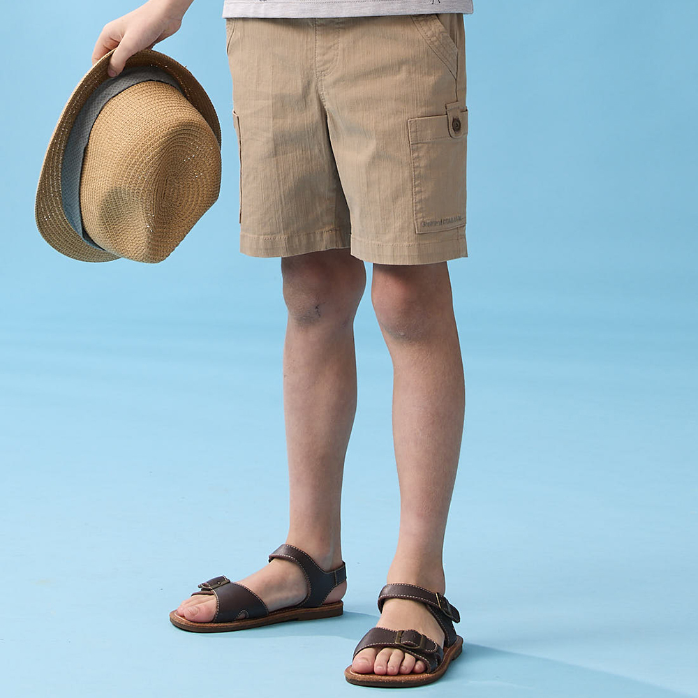 PIPPY帥氣大口袋棉麻工裝短褲 卡其