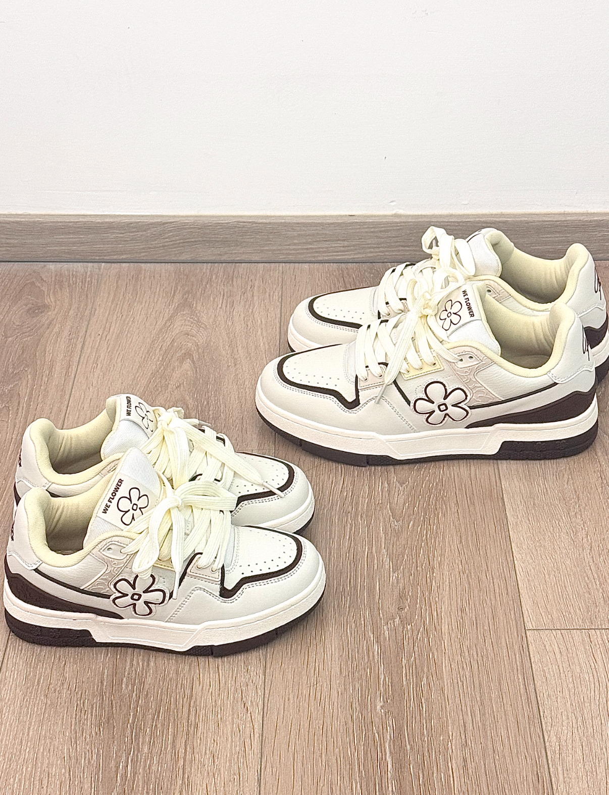 We Flower 小花鞋 老爹鞋 奶油色 奶油巧克力 棕色 板鞋 凡戴克棕色 復古 厚底 麵包鞋/預購
