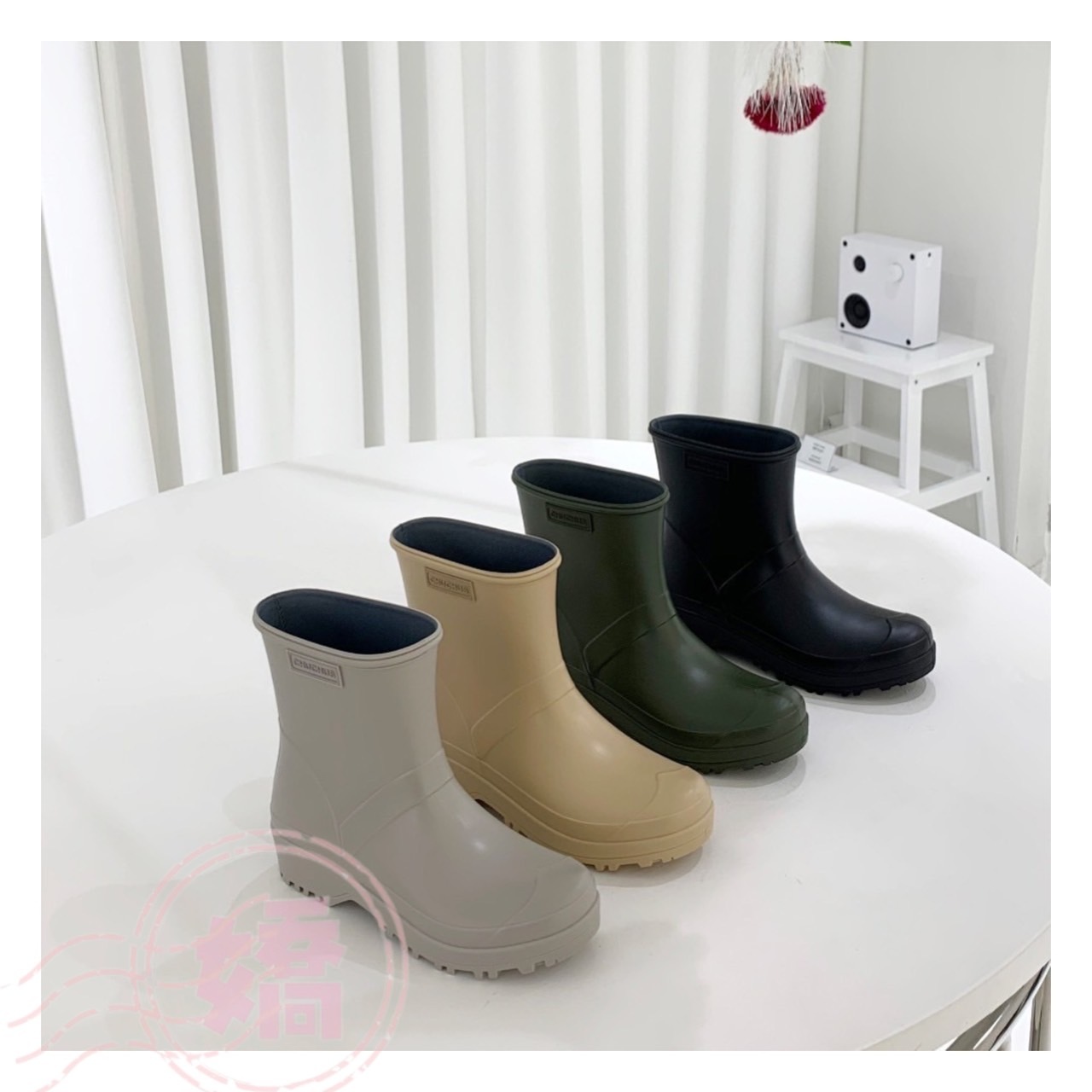 T27021CHUCHU厚底短筒雨靴(黑'杏'綠'灰)(S'M'L)