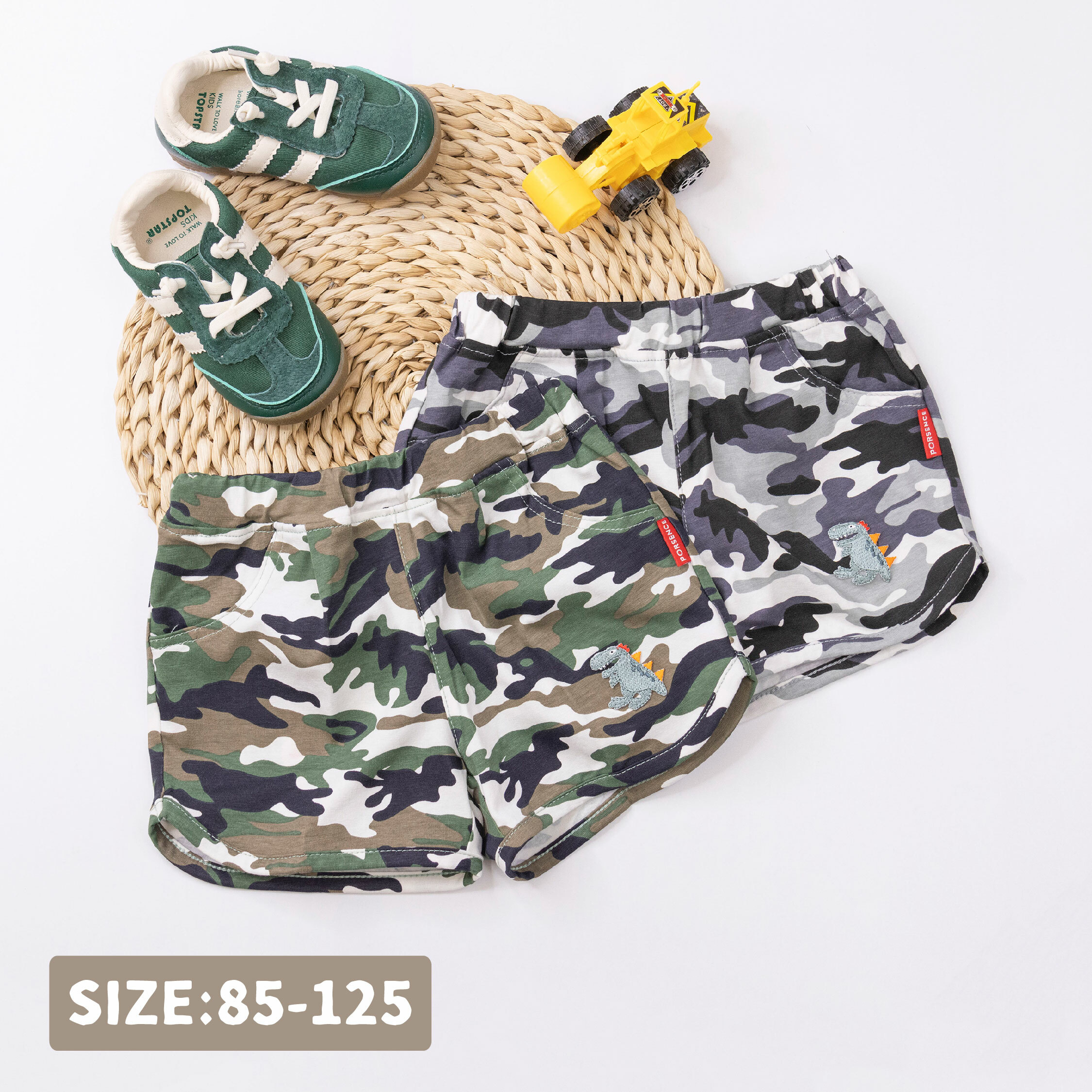 波紳士【22037】調皮小恐龍迷彩短褲＊二色