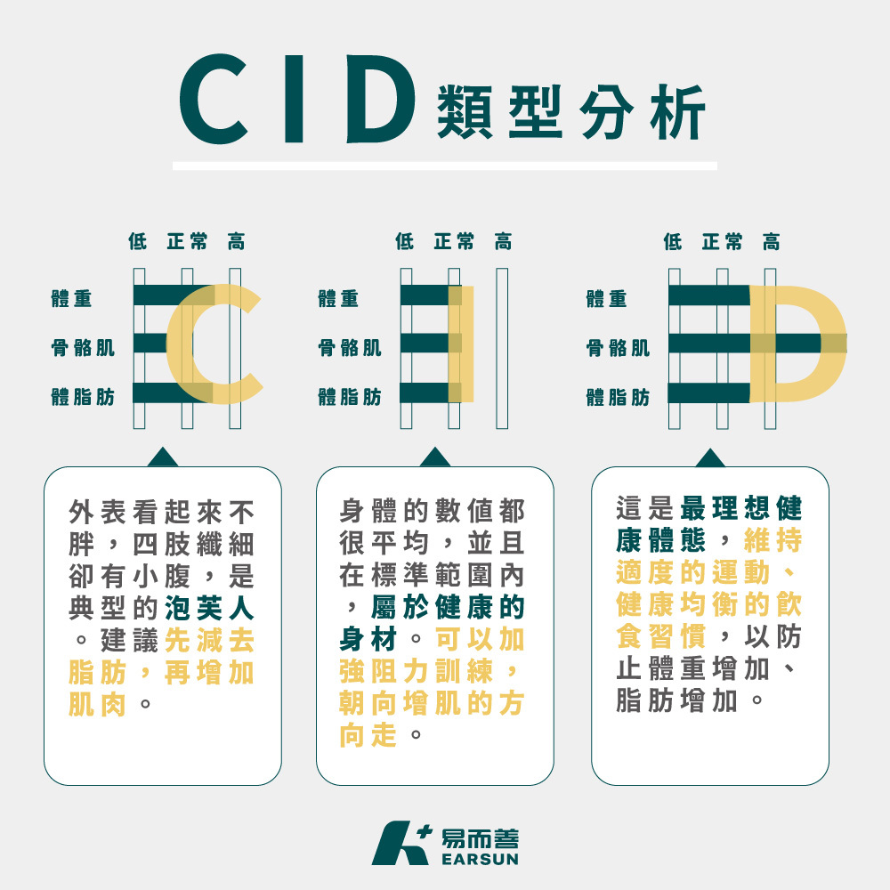InBody C-I-D型體態，身體組成分析