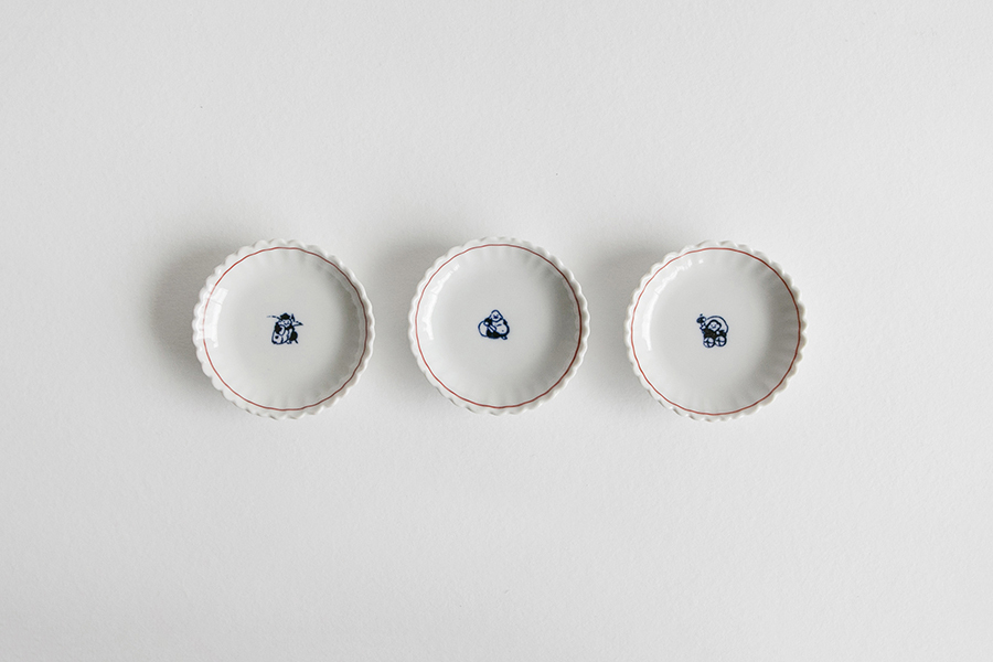 東屋-春菊手鹽皿 / 三福神（3入）