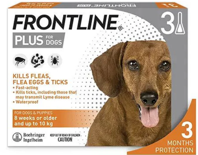 Frontline Plus 小型犬 (少於10公斤) 狗狗跳蚤和蜱護理 3 劑